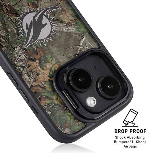 NFL Miami Dolphins Realtree Xtra Green Camo iPhone 15 Kickstand Case